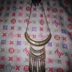 Statement Necklace & Earrings Brass